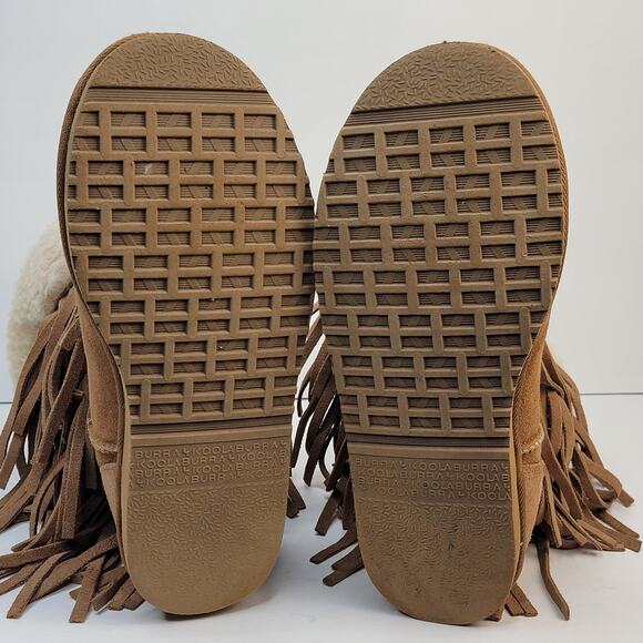 Koolaburra UGG 8M Haley Shearling Fringe Boots Tan Sheepskin Suede Winter Boho - Picture 11 of 11